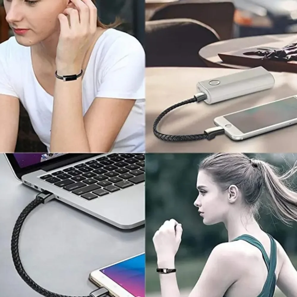 Black Or White Leather Bracelet IPhone Charger Phone Charger Bracelet